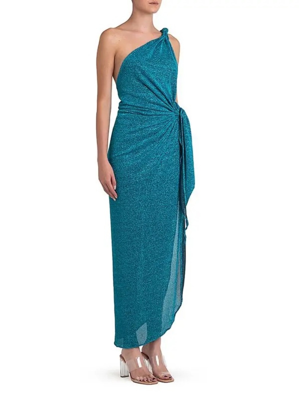 Baobab Collection Teal One-Shoulder Asymmetrical Gown La danza marea glittery